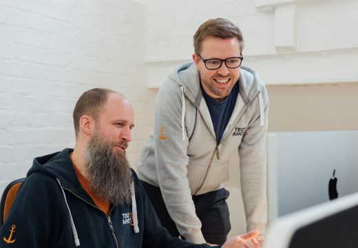 crew members discussing work